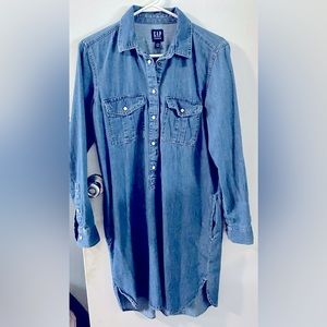 Gap jean shirt dress long sleeve with pockets size M